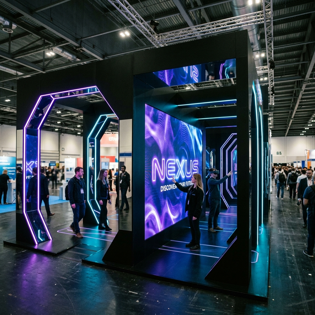Experiential brand activation booth in modern showroom